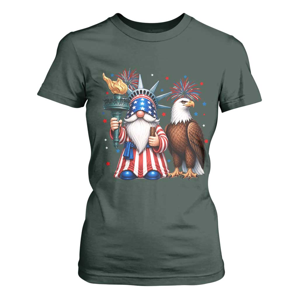 Funny Statue Of Liberty Gnome T Shirt For Women Patriotic 4th Of July