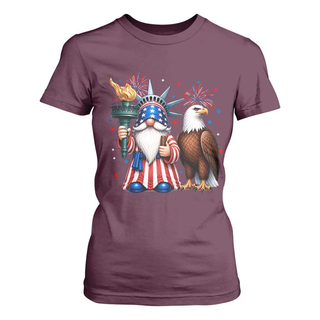 Funny Statue Of Liberty Gnome T Shirt For Women Patriotic 4th Of July