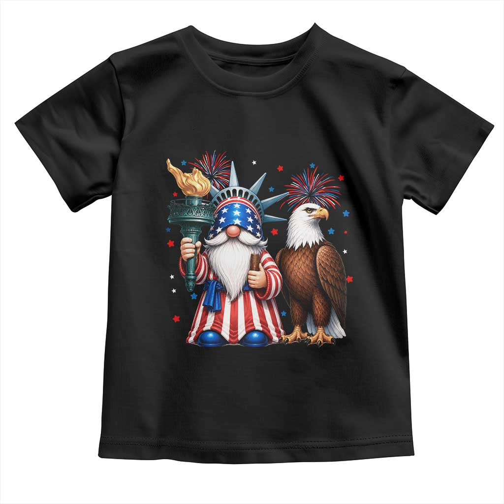 Funny Statue Of Liberty Gnome Toddler T Shirt Patriotic 4th Of July TS12 Black Print Your Wear