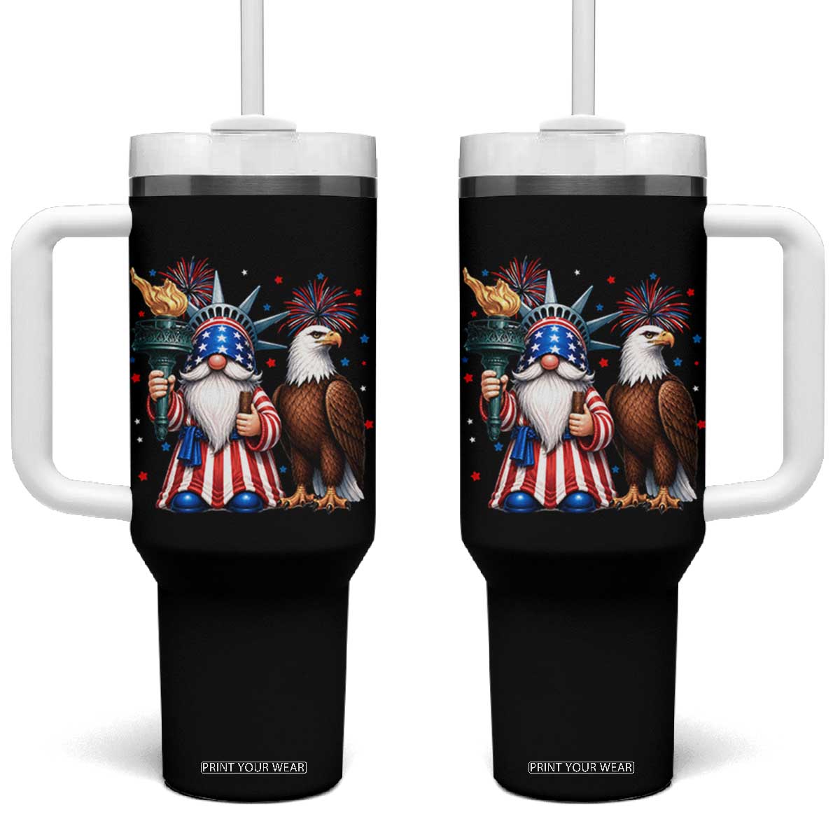 Funny Statue Of Liberty Gnome Tumbler With Handle Patriotic 4th Of July