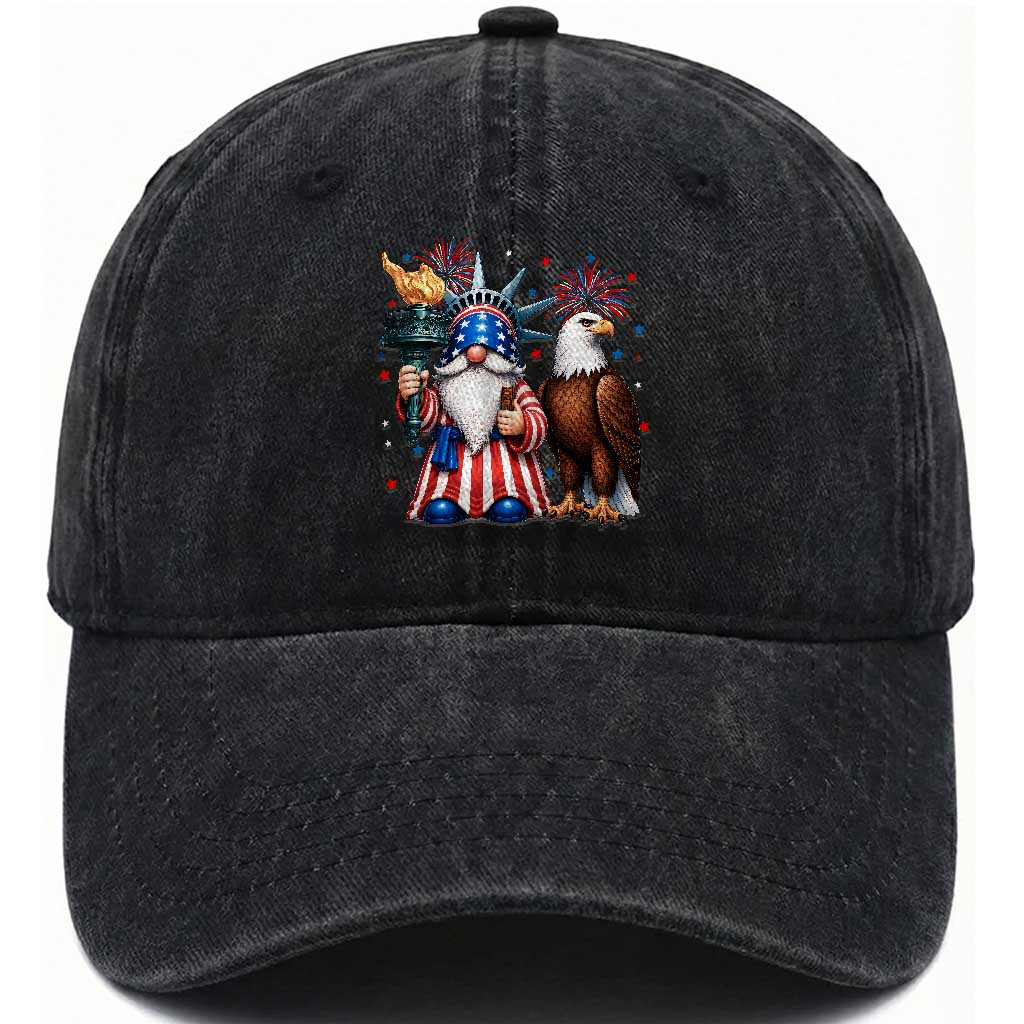 Funny Statue Of Liberty Gnome Washed Cotton Baseball Cap Patriotic 4th Of July