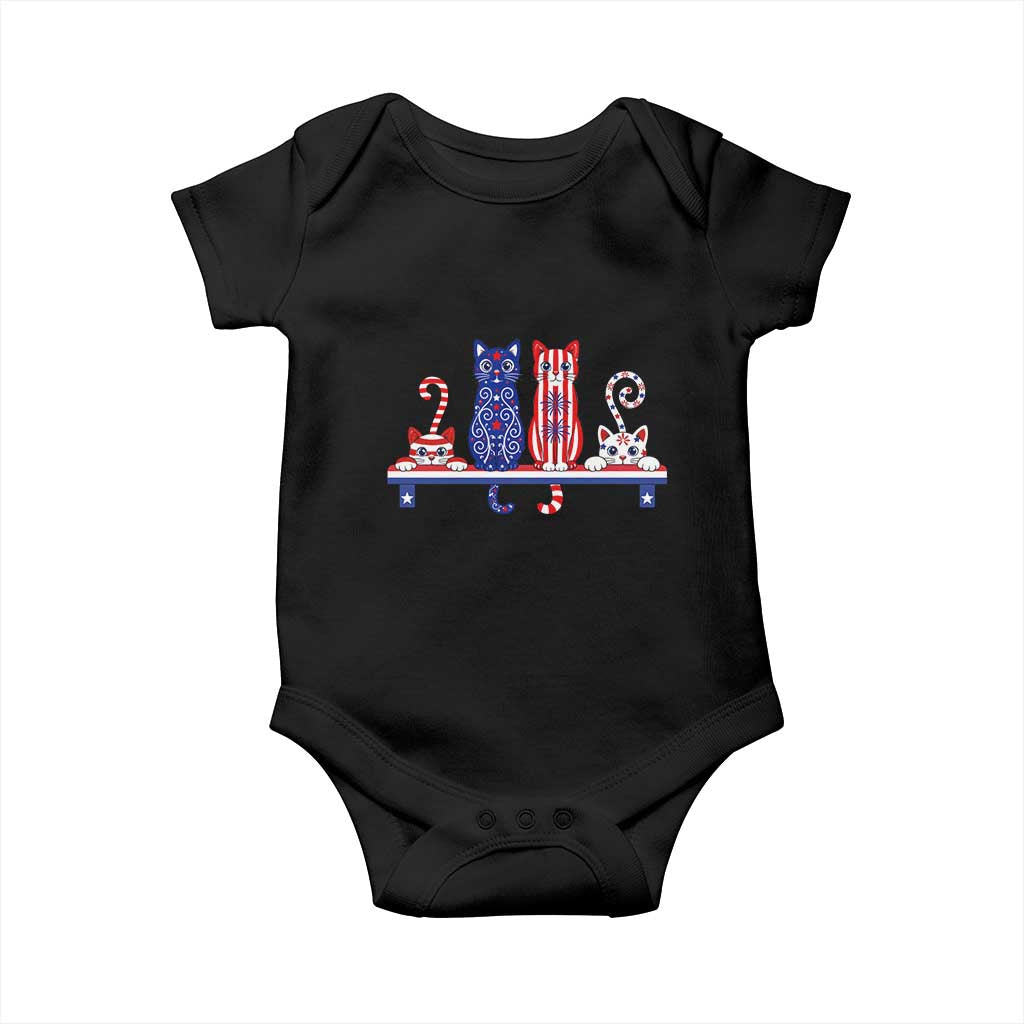 Red White And Blue Cute Cats Baby Onesie Patriotic Pet Lover