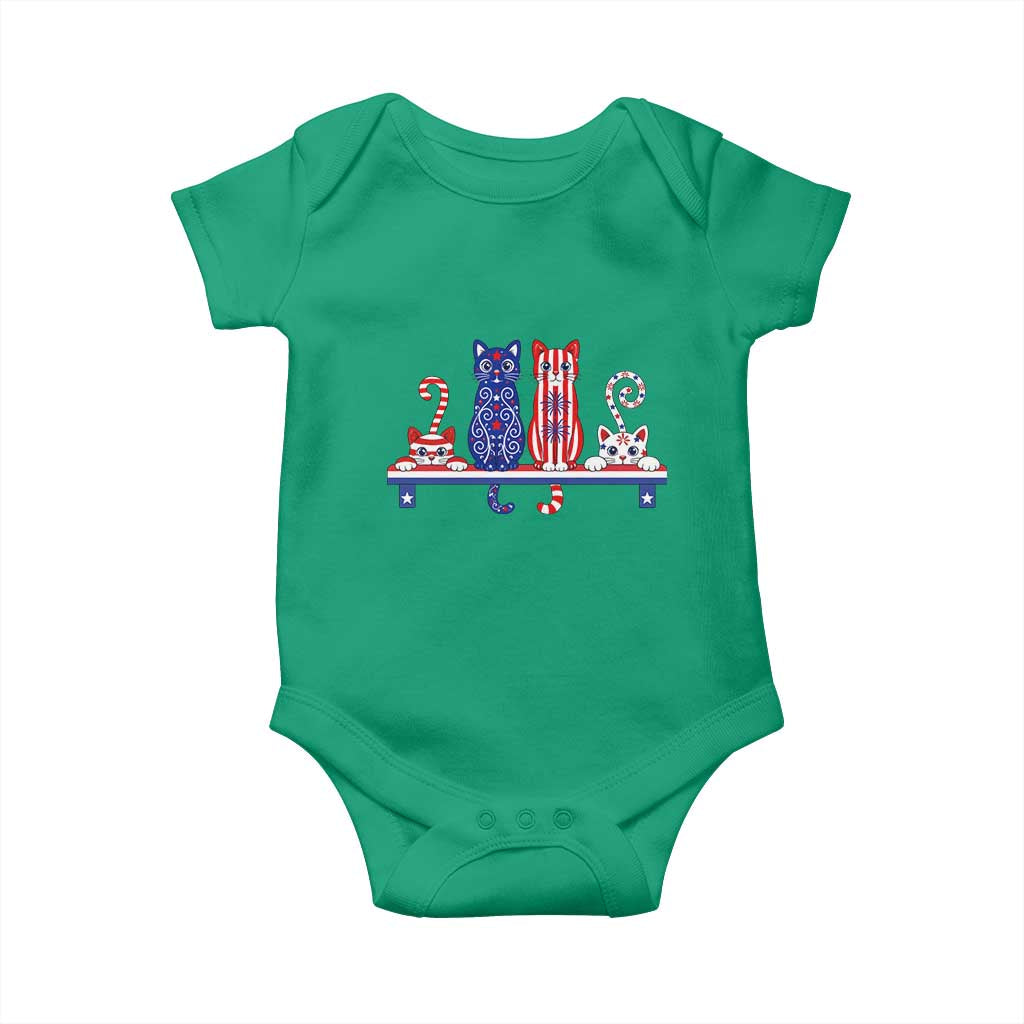 Red White And Blue Cute Cats Baby Onesie Patriotic Pet Lover