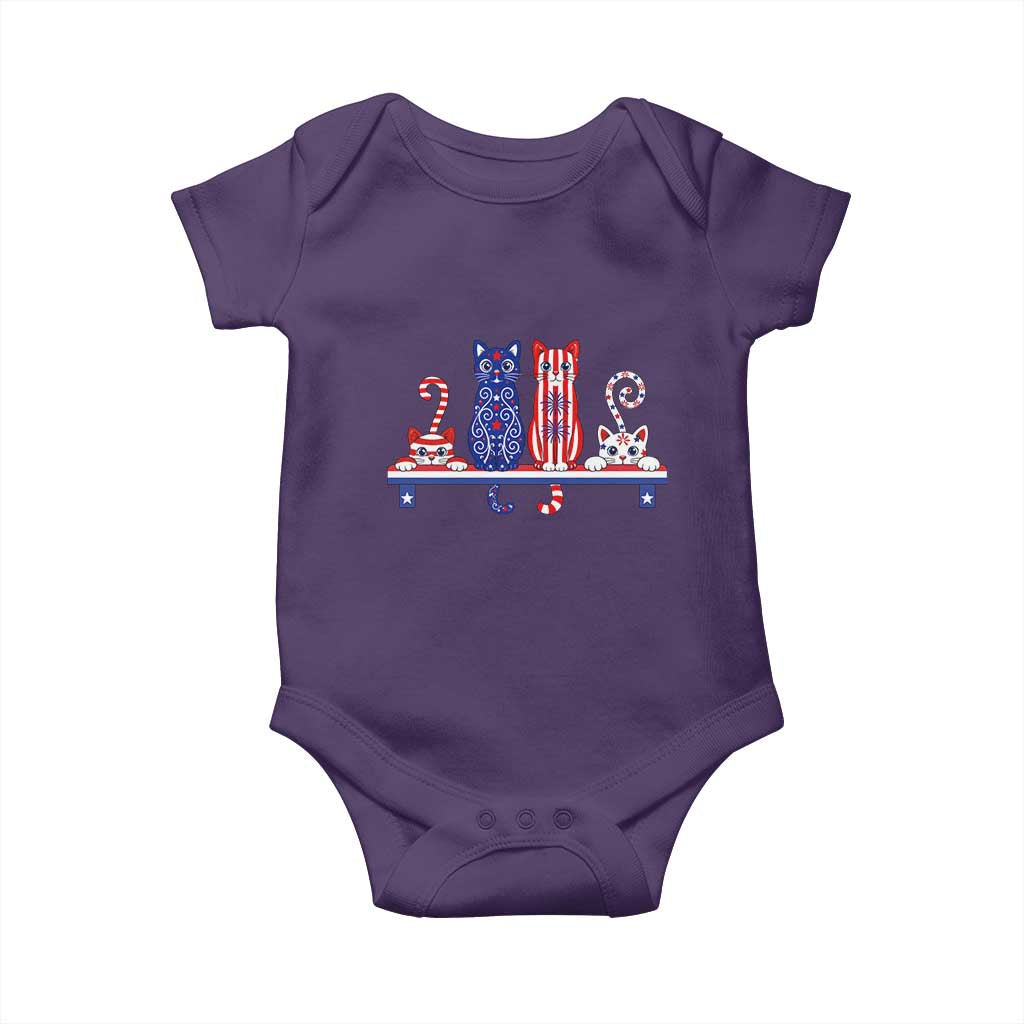 Red White And Blue Cute Cats Baby Onesie Patriotic Pet Lover