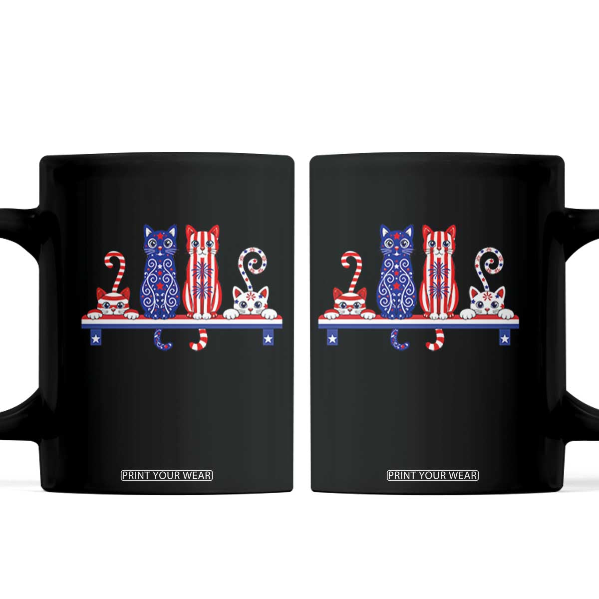 Red White And Blue Cute Cats Coffee Mug Patriotic Pet Lover
