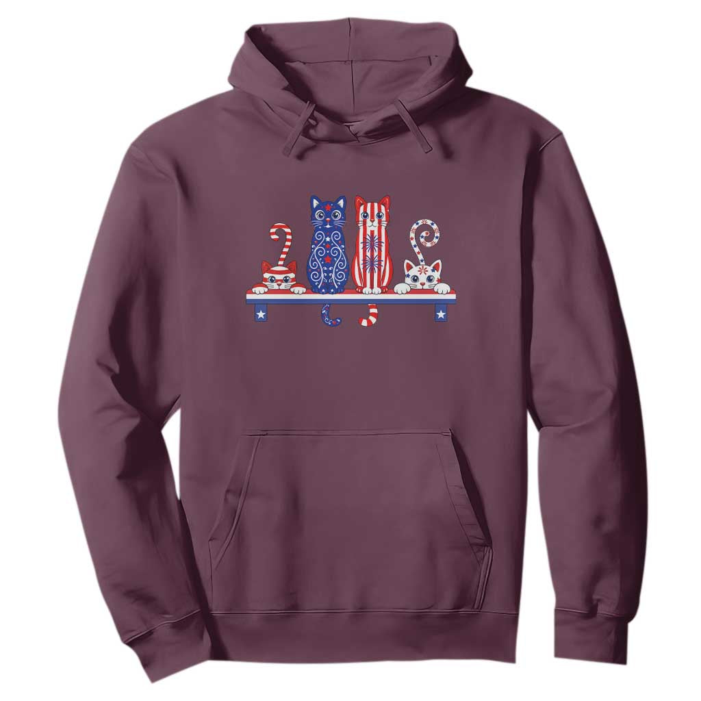 Red White And Blue Cute Cats Hoodie Patriotic Pet Lover