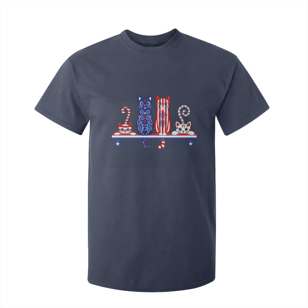 Red White And Blue Cute Cats T Shirt For Kid Patriotic Pet Lover