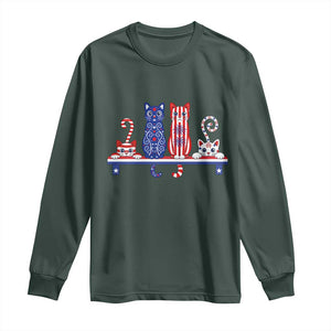 Red White And Blue Cute Cats Long Sleeve Shirt Patriotic Pet Lover