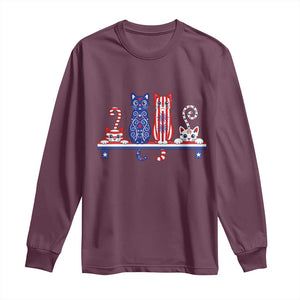 Red White And Blue Cute Cats Long Sleeve Shirt Patriotic Pet Lover