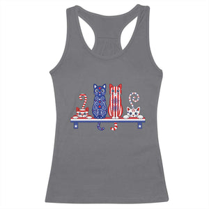 Red White And Blue Cute Cats Racerback Tank Top Patriotic Pet Lover
