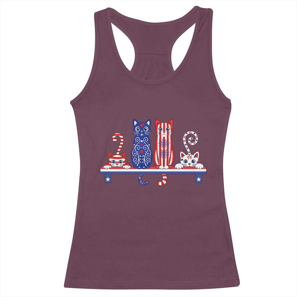 Red White And Blue Cute Cats Racerback Tank Top Patriotic Pet Lover