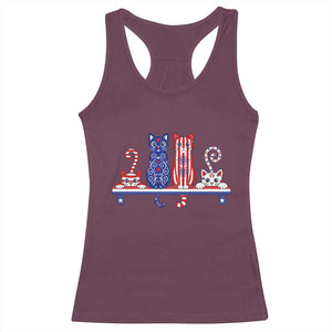 Red White And Blue Cute Cats Racerback Tank Top Patriotic Pet Lover