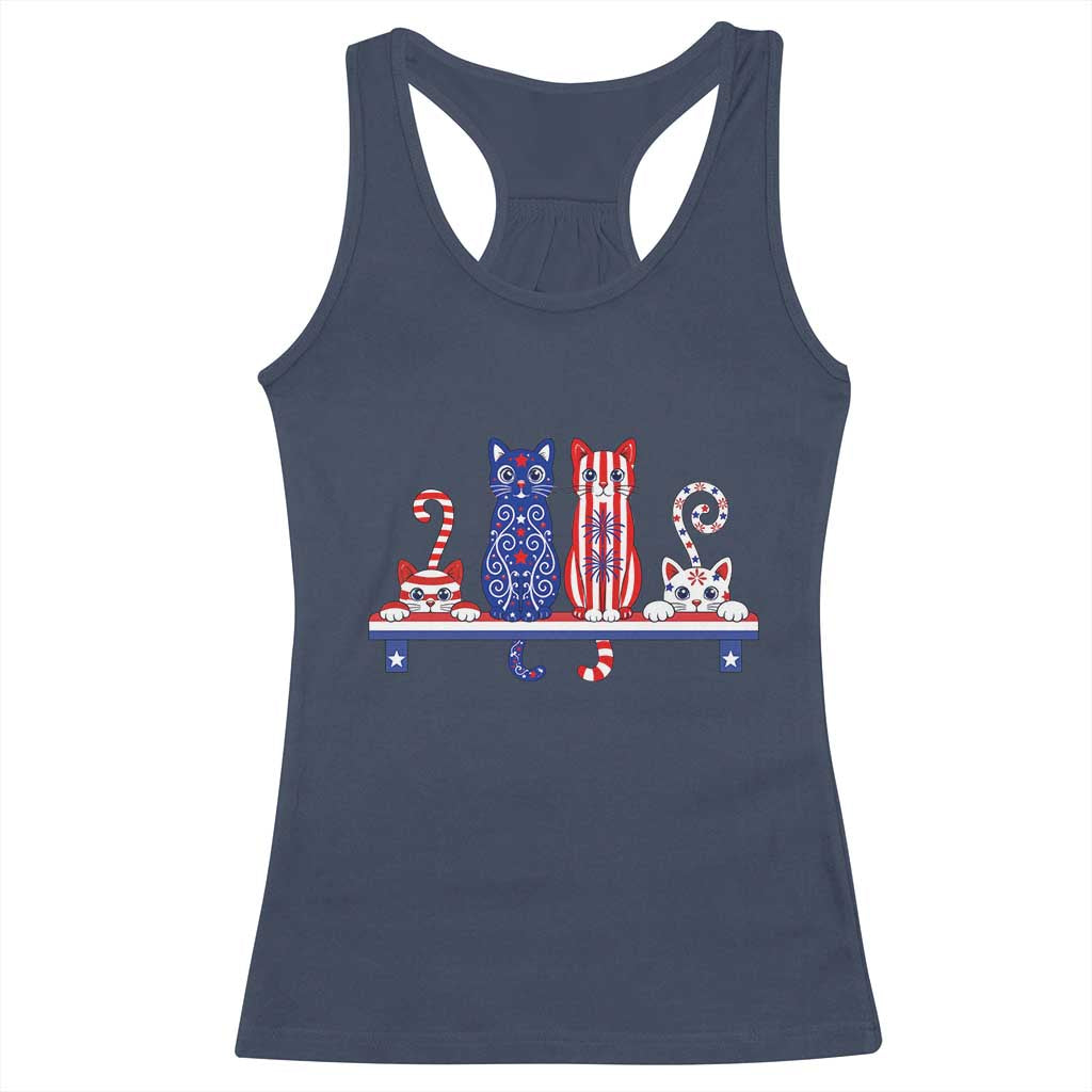 Red White And Blue Cute Cats Racerback Tank Top Patriotic Pet Lover