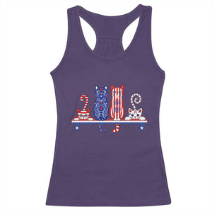 Red White And Blue Cute Cats Racerback Tank Top Patriotic Pet Lover