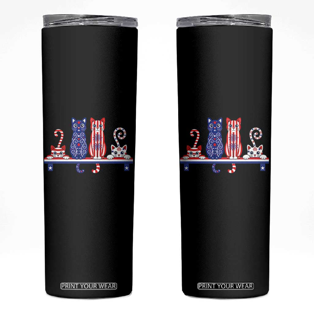 Red White And Blue Cute Cats Skinny Tumbler Patriotic Pet Lover
