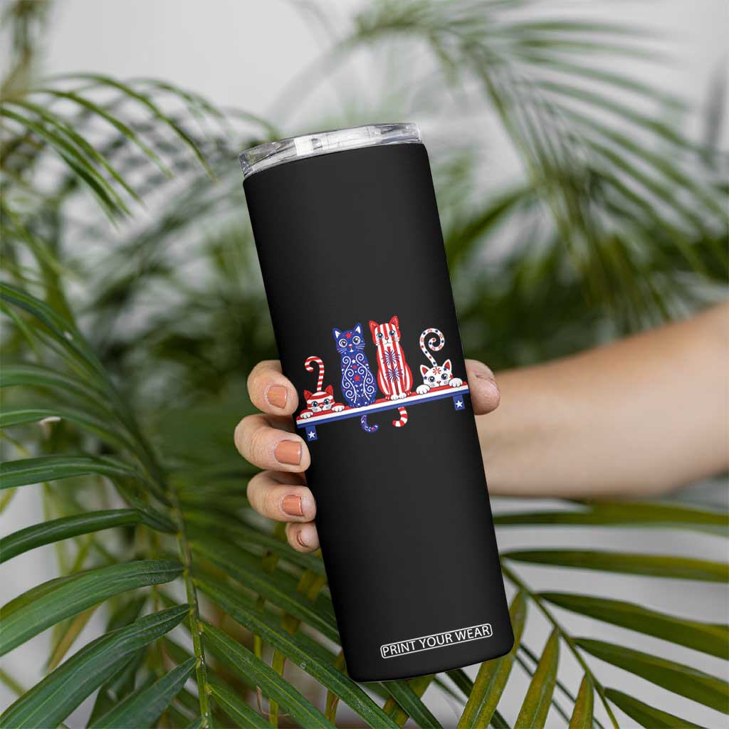 Red White And Blue Cute Cats Skinny Tumbler Patriotic Pet Lover