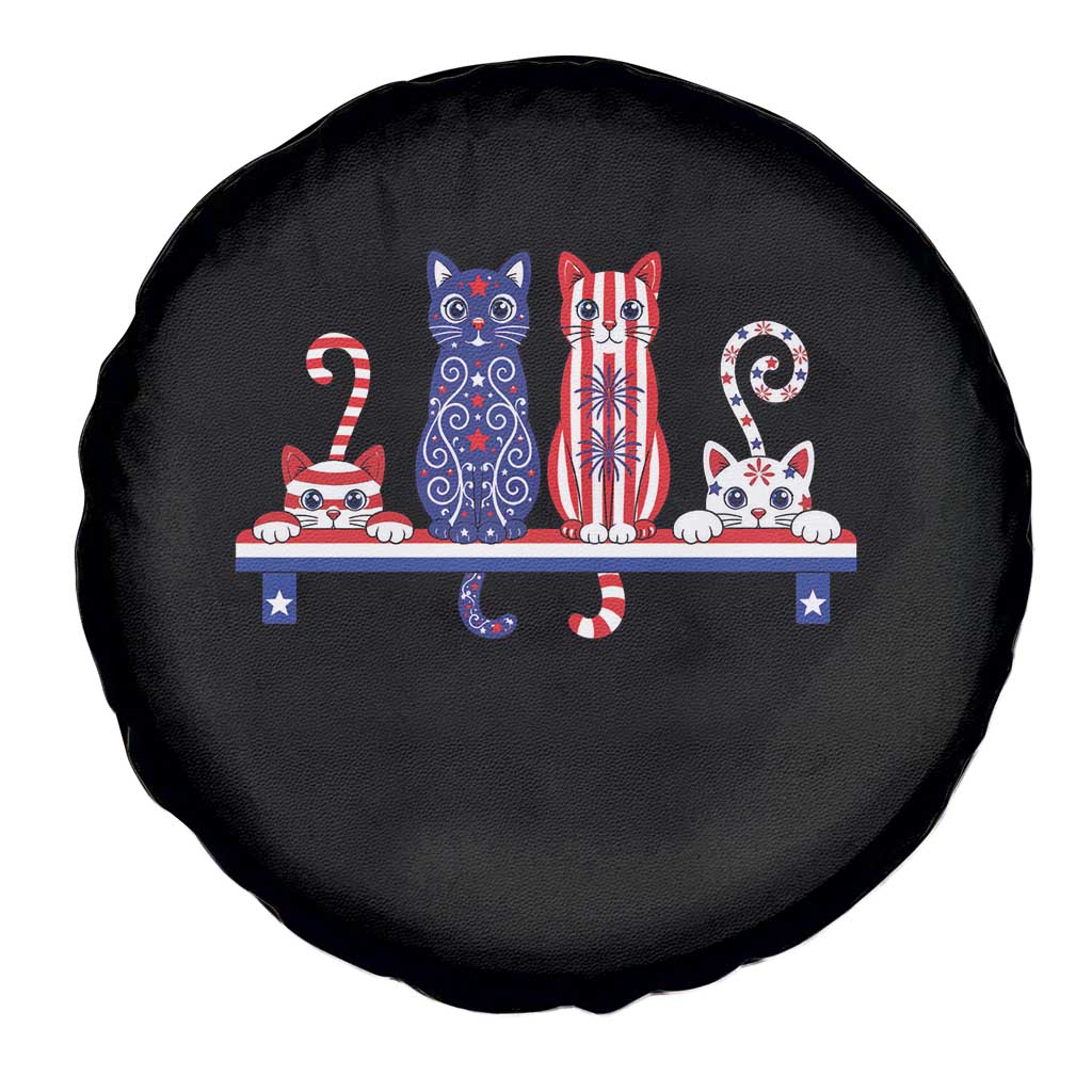 Red White And Blue Cute Cats Spare Tire Cover Patriotic Pet Lover