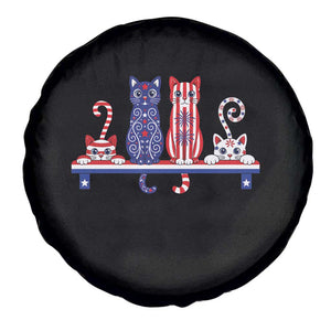 Red White And Blue Cute Cats Spare Tire Cover Patriotic Pet Lover