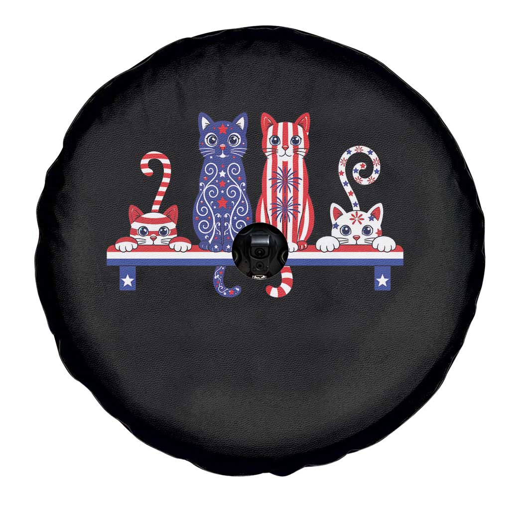 Red White And Blue Cute Cats Spare Tire Cover Patriotic Pet Lover