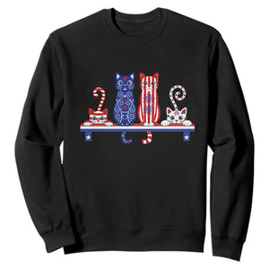 Red White And Blue Cute Cats Sweatshirt Patriotic Pet Lover