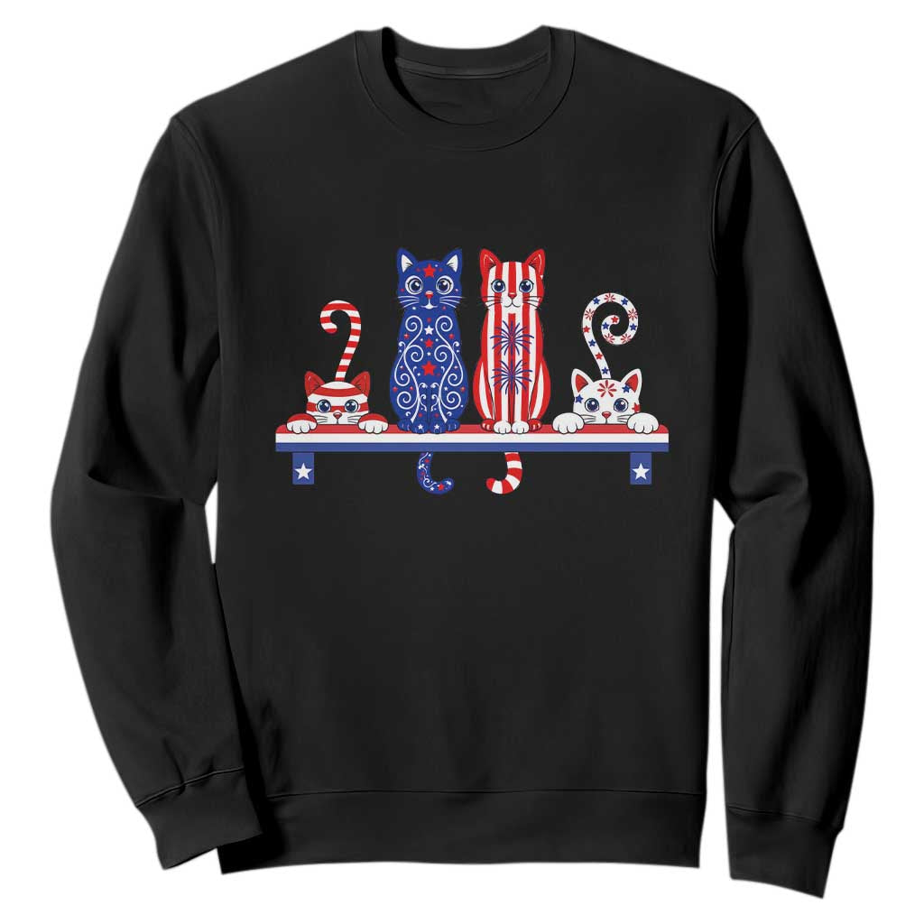 Red White And Blue Cute Cats Sweatshirt Patriotic Pet Lover TS12 Black Print Your Wear