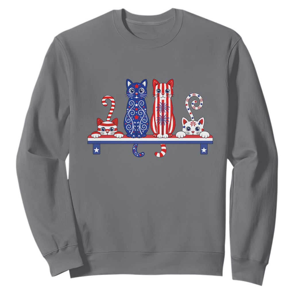 Red White And Blue Cute Cats Sweatshirt Patriotic Pet Lover