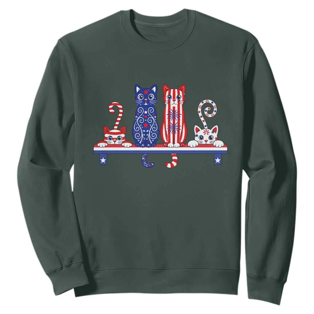 Red White And Blue Cute Cats Sweatshirt Patriotic Pet Lover