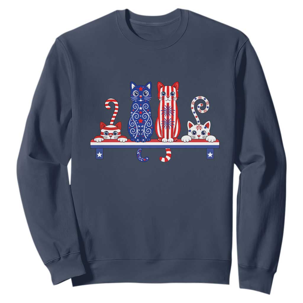 Red White And Blue Cute Cats Sweatshirt Patriotic Pet Lover