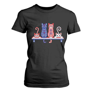 Red White And Blue Cute Cats T Shirt For Women Patriotic Pet Lover