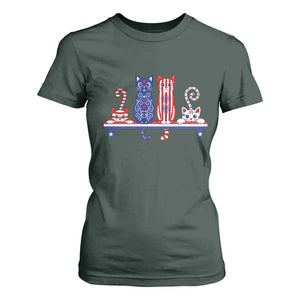 Red White And Blue Cute Cats T Shirt For Women Patriotic Pet Lover