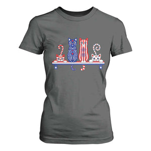 Red White And Blue Cute Cats T Shirt For Women Patriotic Pet Lover