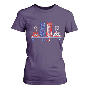 Red White And Blue Cute Cats T Shirt For Women Patriotic Pet Lover