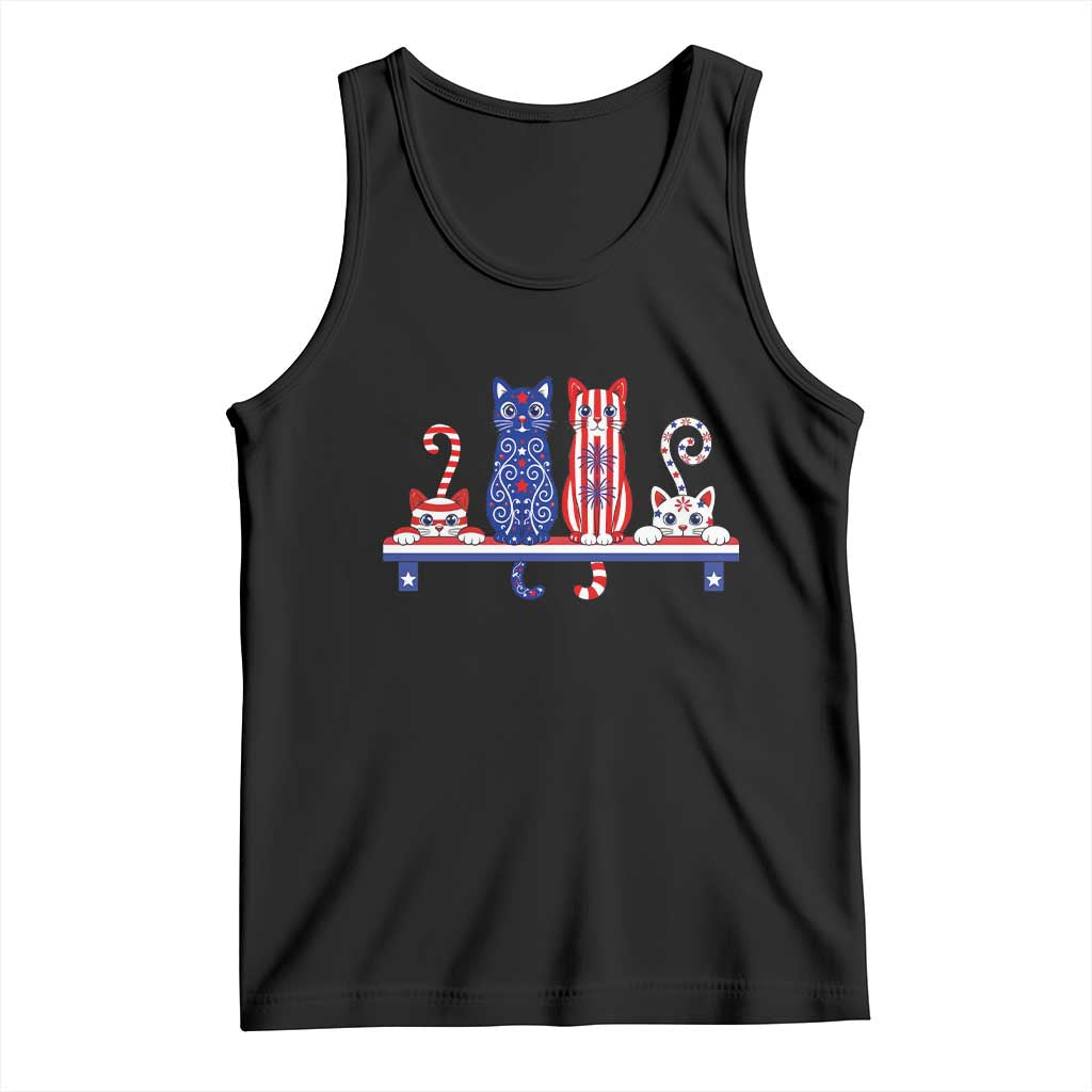 Red White And Blue Cute Cats Tank Top Patriotic Pet Lover