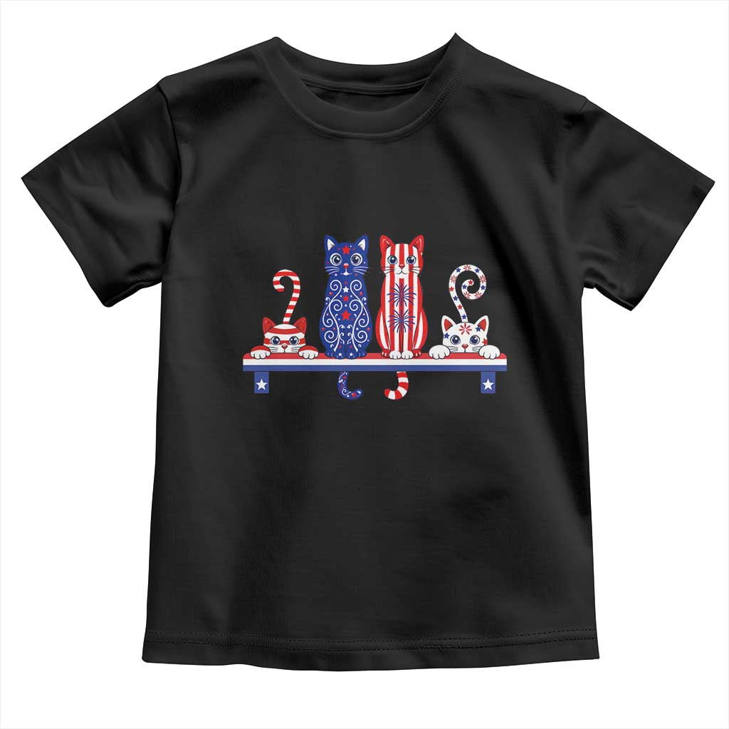 Red White And Blue Cute Cats Toddler T Shirt Patriotic Pet Lover
