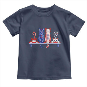 Red White And Blue Cute Cats Toddler T Shirt Patriotic Pet Lover