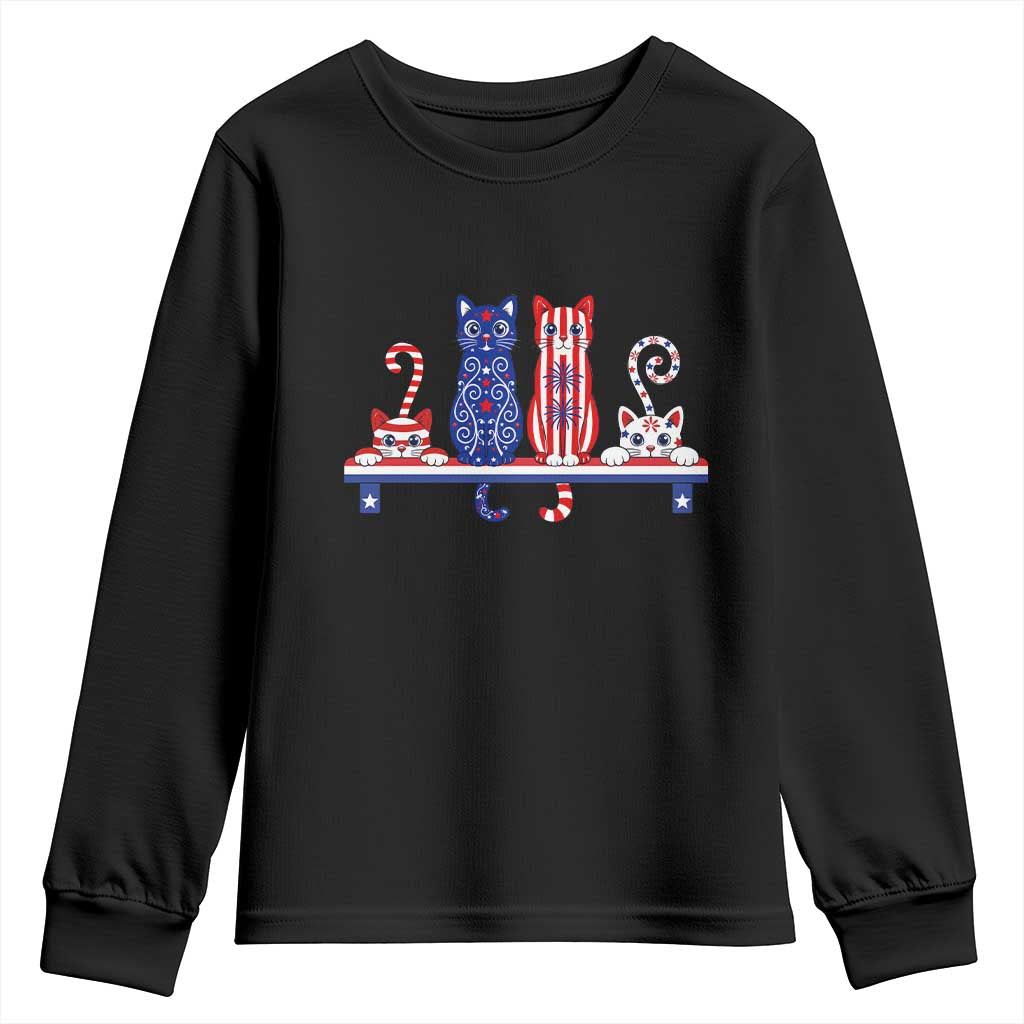 Red White And Blue Cute Cats Youth Sweatshirt Patriotic Pet Lover