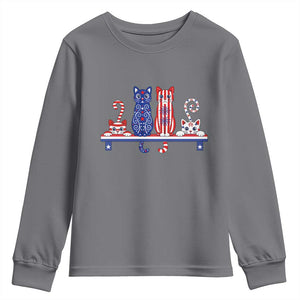 Red White And Blue Cute Cats Youth Sweatshirt Patriotic Pet Lover