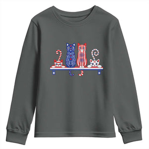 Red White And Blue Cute Cats Youth Sweatshirt Patriotic Pet Lover