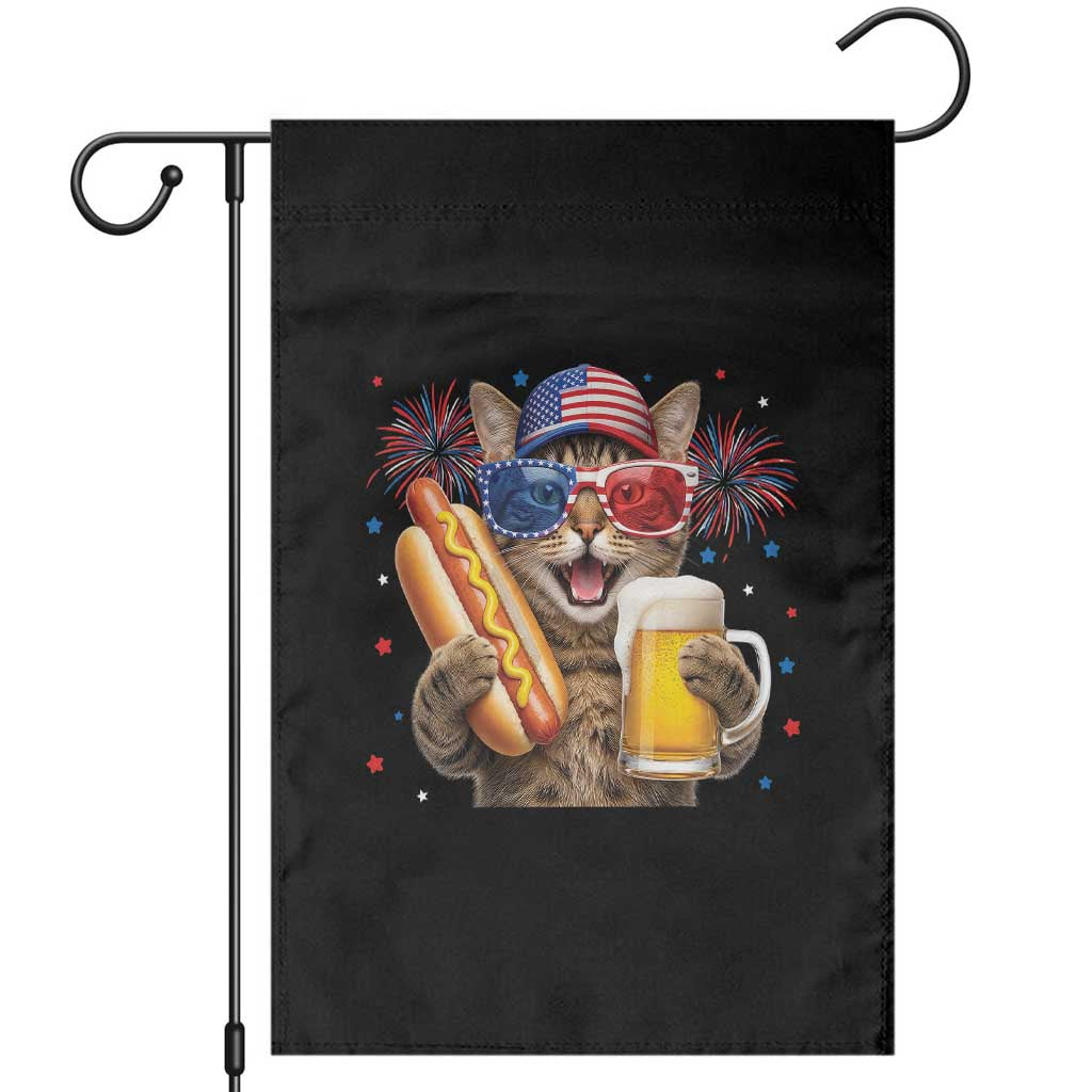 Beer And Hotdog Cat Garden Flag Fourth Of July Celebration TS12 Black Print Your Wear