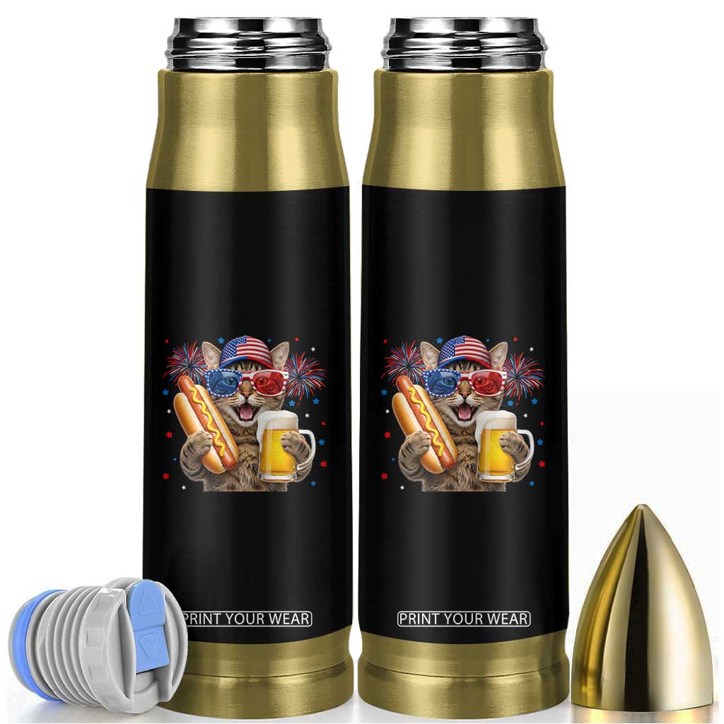 Beer And Hotdog Cat Bullet Tumbler Fourth Of July Celebration
