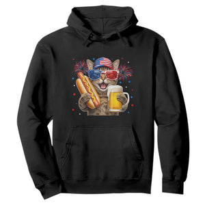 Beer And Hotdog Cat Hoodie Fourth Of July Celebration