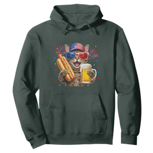 Beer And Hotdog Cat Hoodie Fourth Of July Celebration