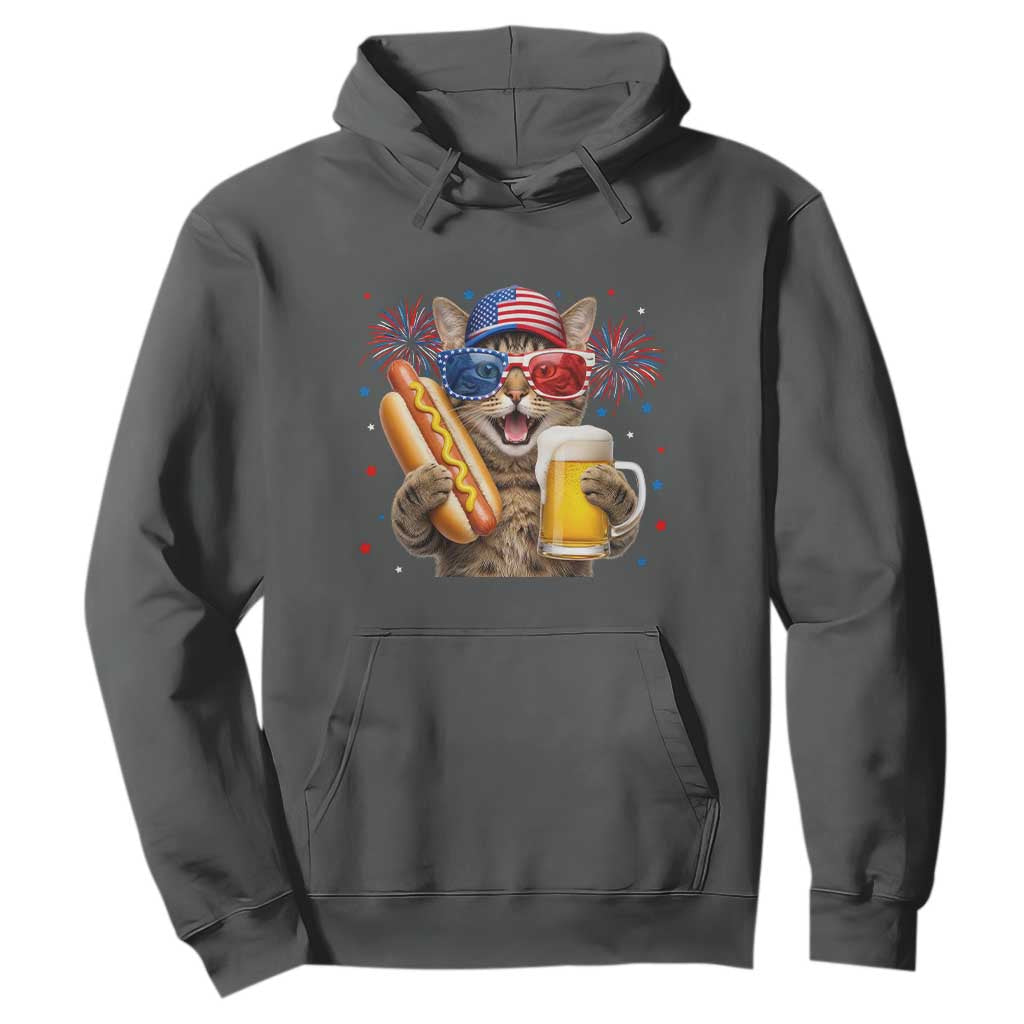 Beer And Hotdog Cat Hoodie Fourth Of July Celebration