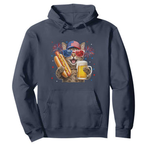Beer And Hotdog Cat Hoodie Fourth Of July Celebration