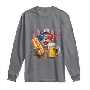 Beer And Hotdog Cat Long Sleeve Shirt Fourth Of July Celebration