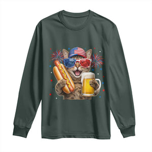 Beer And Hotdog Cat Long Sleeve Shirt Fourth Of July Celebration