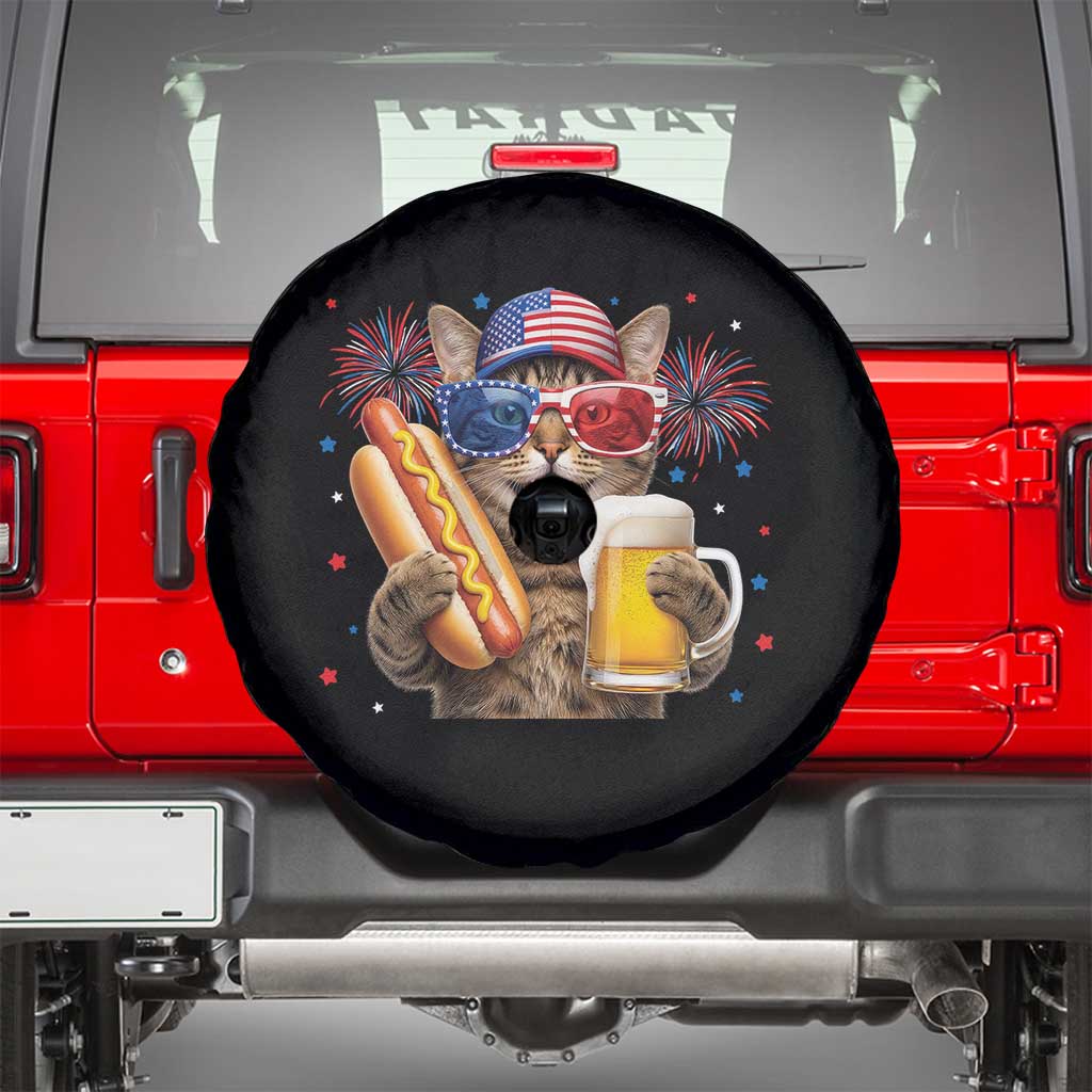 Beer And Hotdog Cat Spare Tire Cover Fourth Of July Celebration
