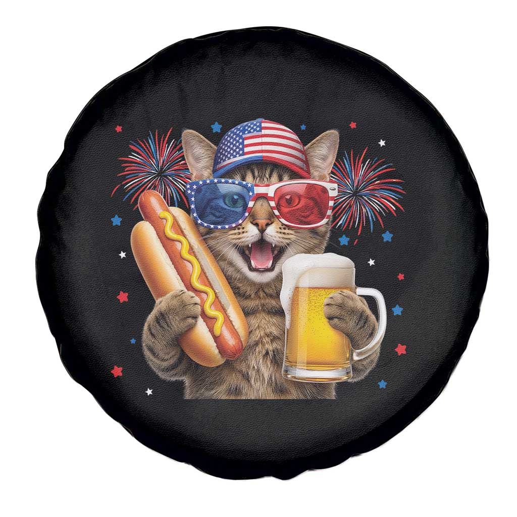 Beer And Hotdog Cat Spare Tire Cover Fourth Of July Celebration