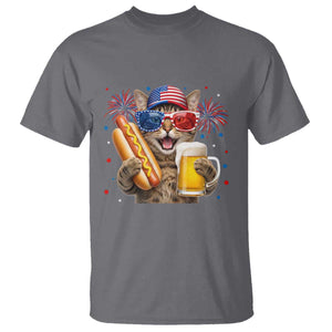 Beer And Hotdog Cat T Shirt Fourth Of July Celebration