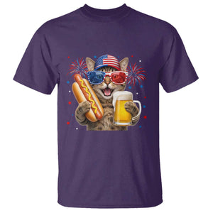 Beer And Hotdog Cat T Shirt Fourth Of July Celebration